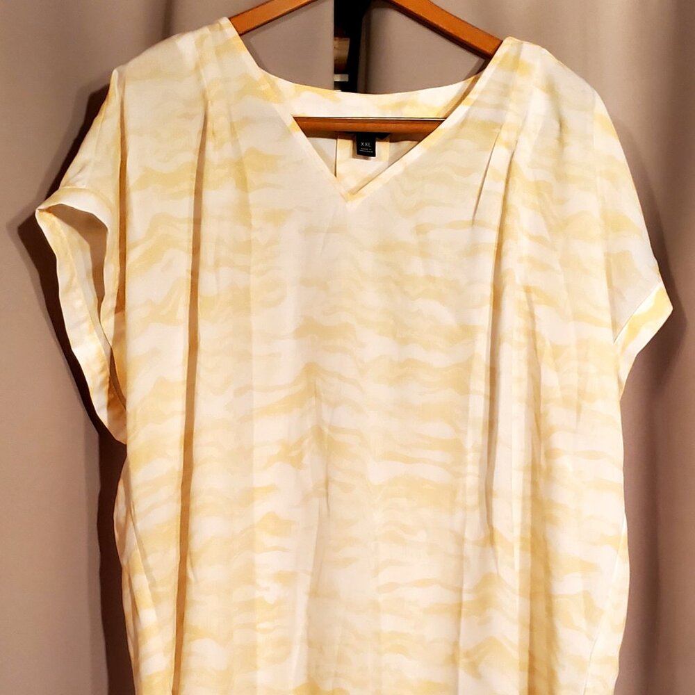 SIMPLY VERA WANG (Women's Blouse, Yellow & White, Size: XXL) New